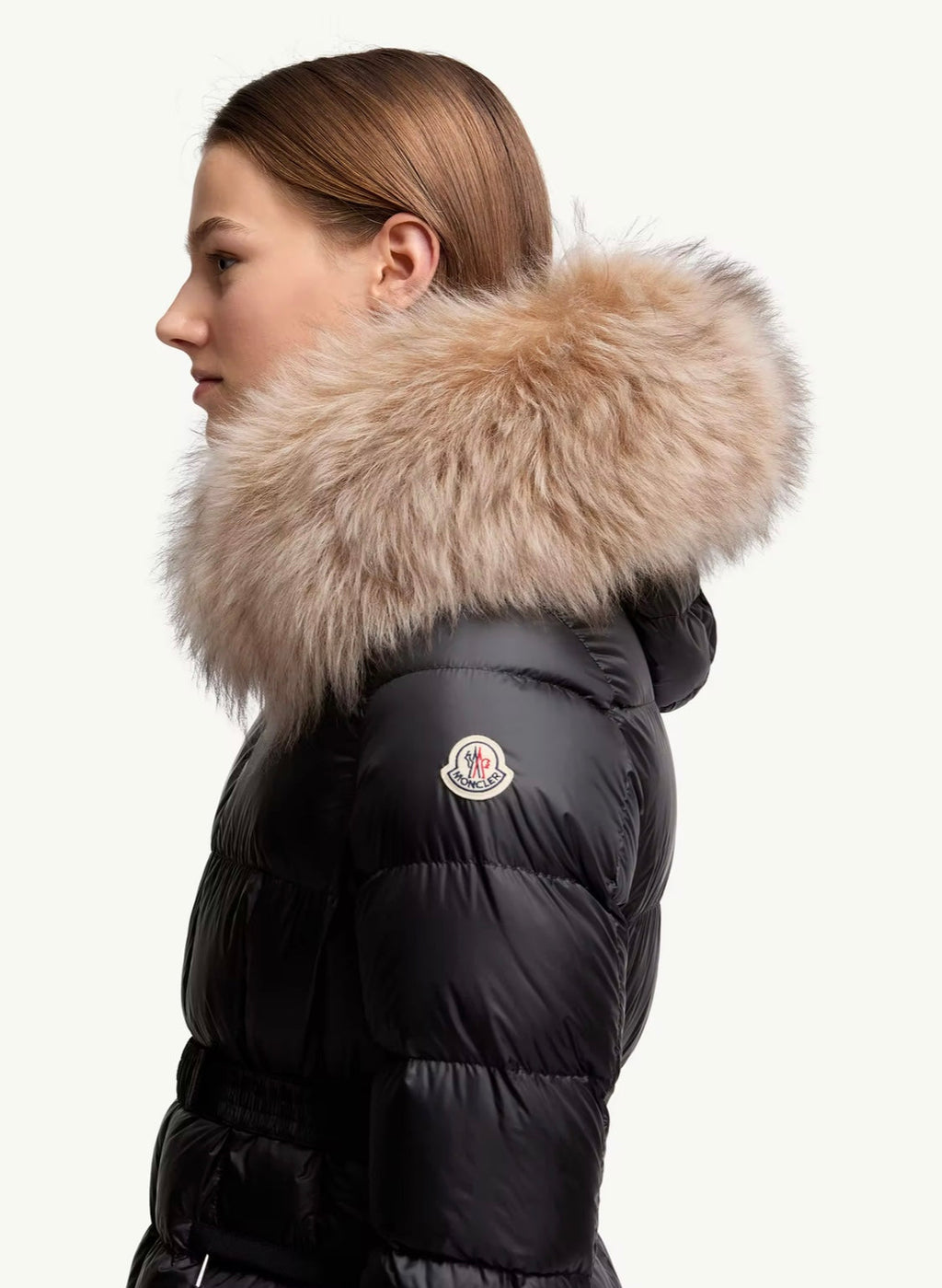 GUBBINO MONCLER DONNA NERO CON PELLICCIA BEIGE