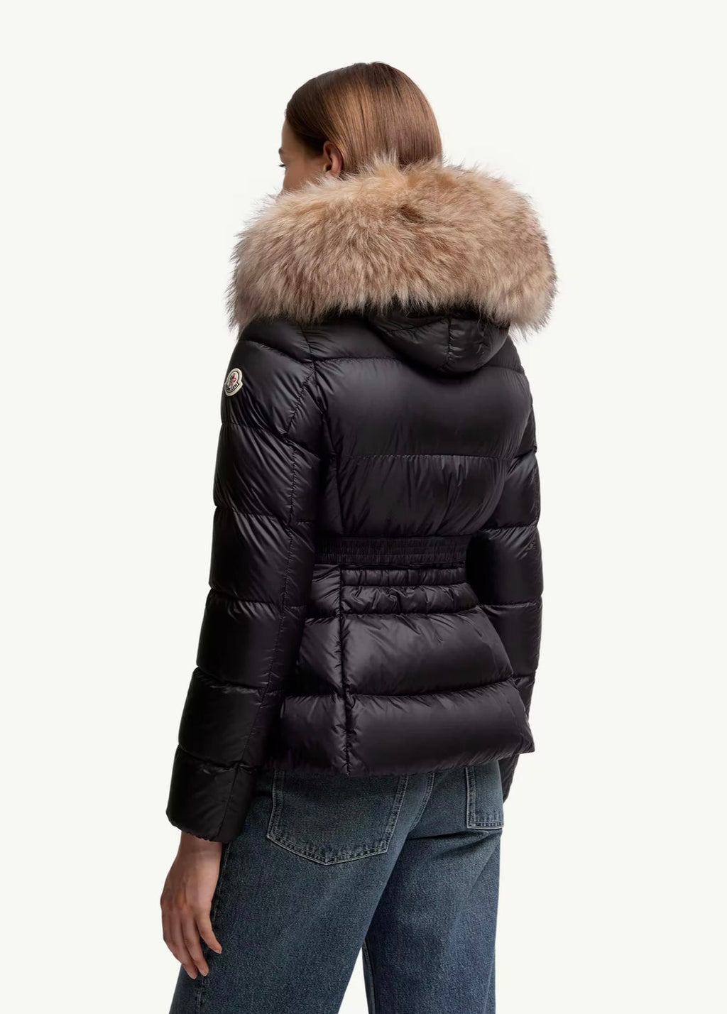 GUBBINO MONCLER DONNA NERO CON PELLICCIA BEIGE