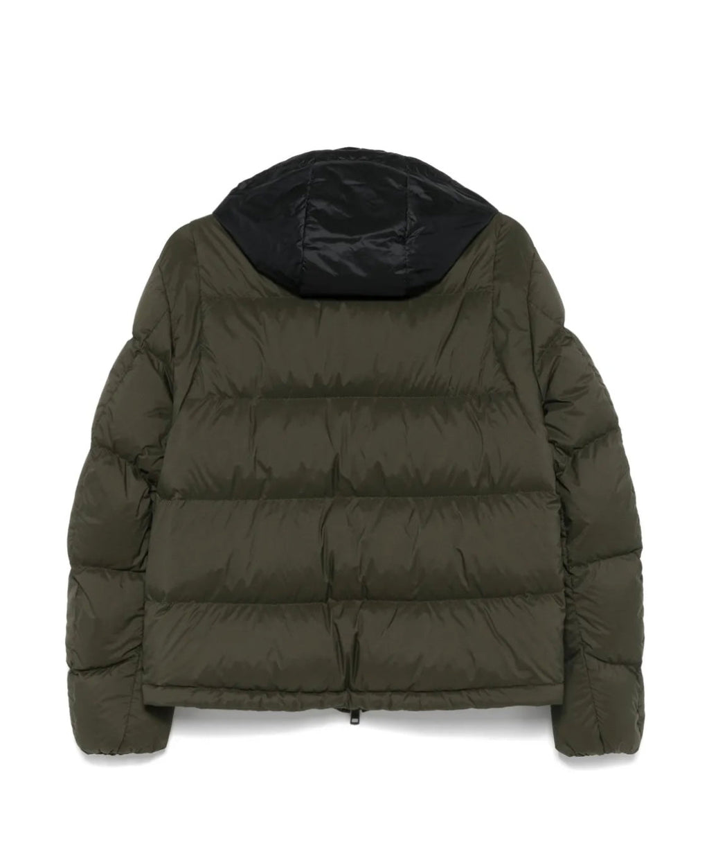 GIUBBINO MONCLER UOMO VERDE CON CAPPUCCIO NERO