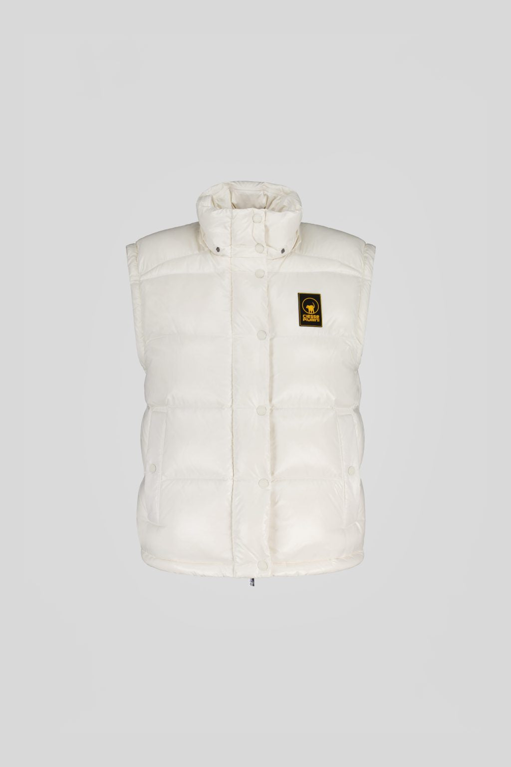 Piumino Ciesse trapuntato bianco con cappuccio e maniche staccabili