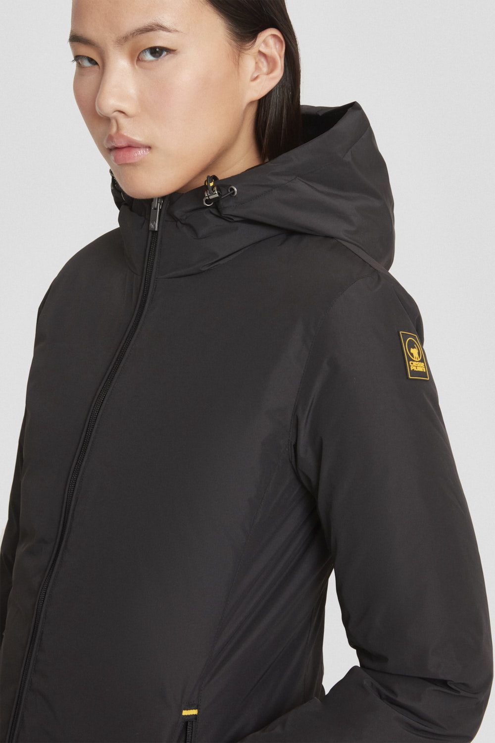Piumino Ciesse reversibile nero con cappuccio