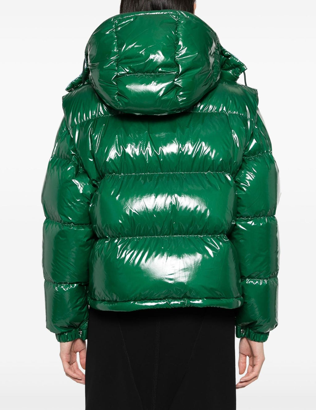 GIUBBINO MONCLER CORTO DONNA VERDE CON CAPPUCCIO