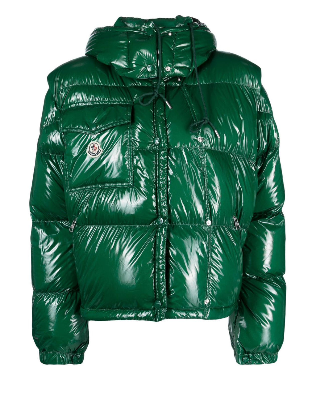 GIUBBINO MONCLER CORTO DONNA VERDE CON CAPPUCCIO